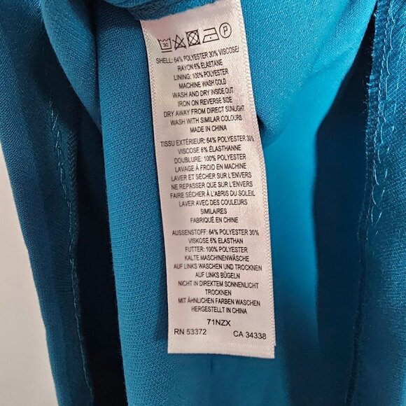 French Connection Whisper Ruth Ruffle Halter Neck Dress Mosaic BLue Women Size 8 - Picture 8 of 13